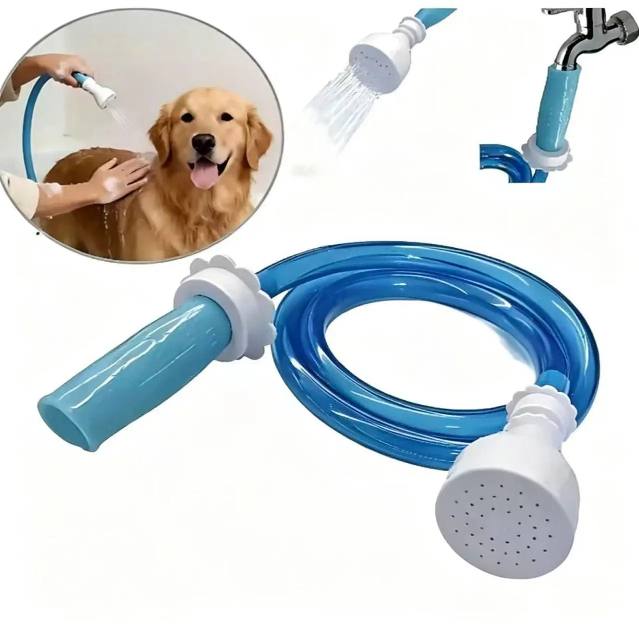 Pet Bath Tub Faucet Sprayer, 5 Ft Ultra-Flex Dog Shower Hose Adapter.