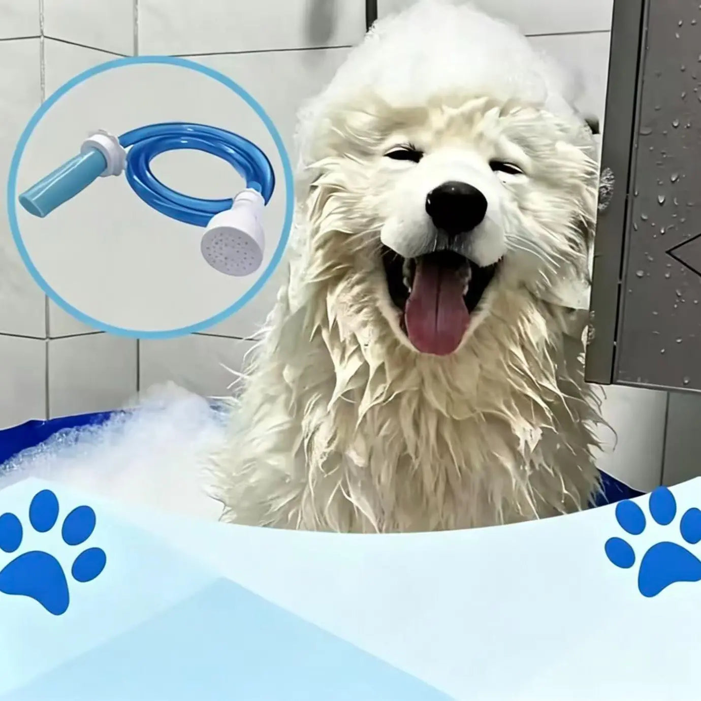 Pet Bath Tub Faucet Sprayer, 5 Ft Ultra-Flex Dog Shower Hose Adapter.