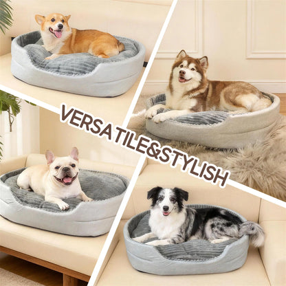 Dog Bed, Pet Sofa Bed, Plush Dog Couch Bed, Egg Crate Foam Dog Bed, Washable Dog Bed, Removable Cover Pet Bed, Waterproof Base Dog Bed, Non Slip Bottom Dog Bed, Indoor Dog Bed, Grey Dog Bed, Small Medium Large X-Large Dogs, Pet Sleeping Sofa