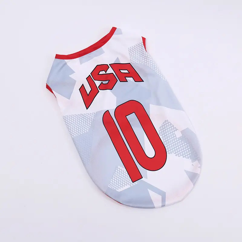 Pet Soccer Jersey Vest for Dogs & Cats, Lightweight Breathable Summer Pet Shirt, Team-Inspired Sleeveless Dog Clothes for Small Medium Pets
