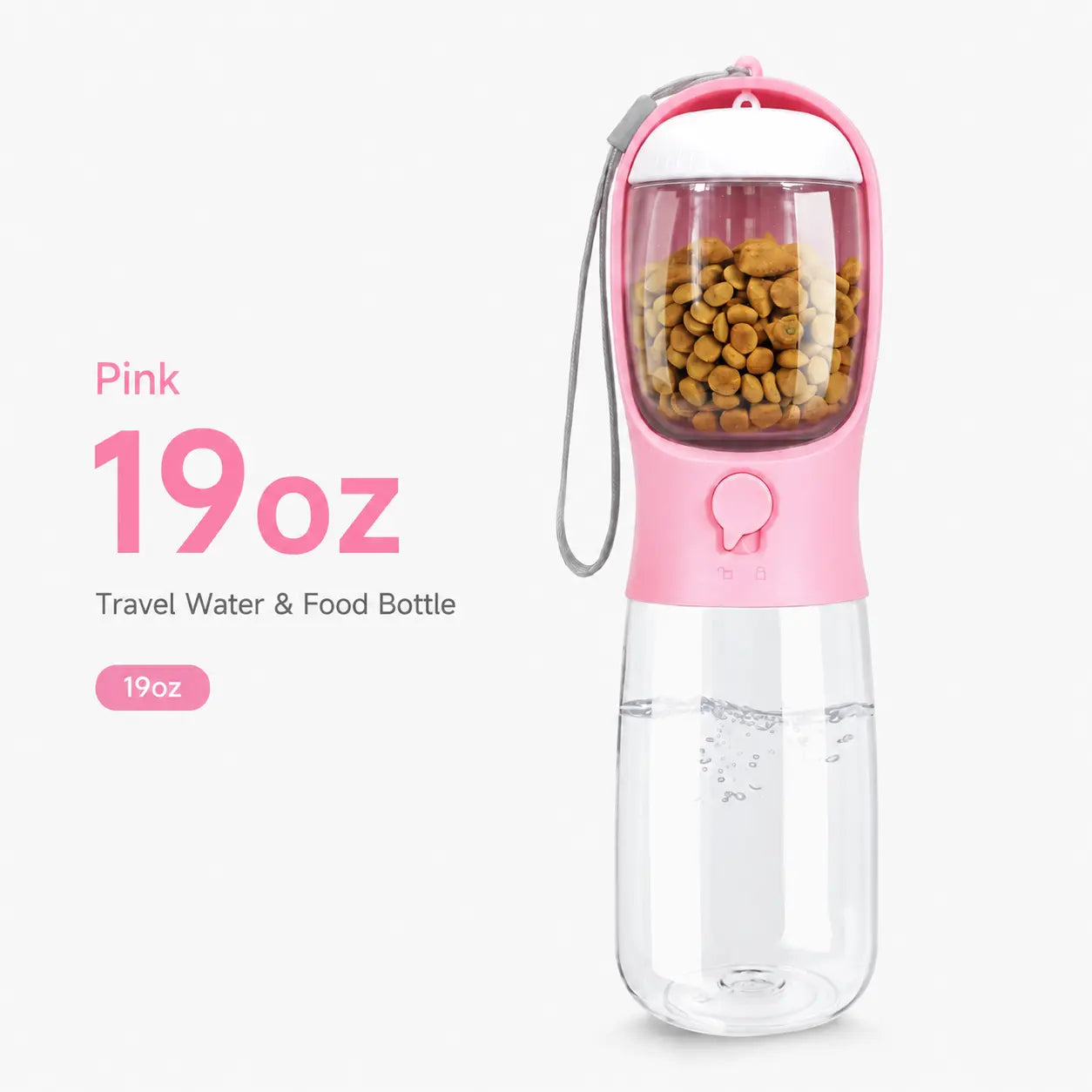 GMOX Portable Dog Water Bottle - Leak Proof Dog Water Dispenser with Bowl & Food Container, Food Grade Plastic for Pet Puppy Outdoor Walking Hiking Travel Pink