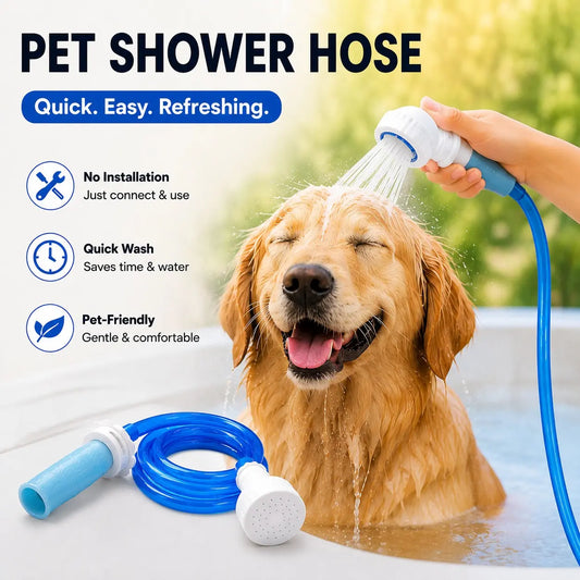 Pet Bath Tub Faucet Sprayer, 5 Ft Ultra-Flex Dog Shower Hose Adapter.