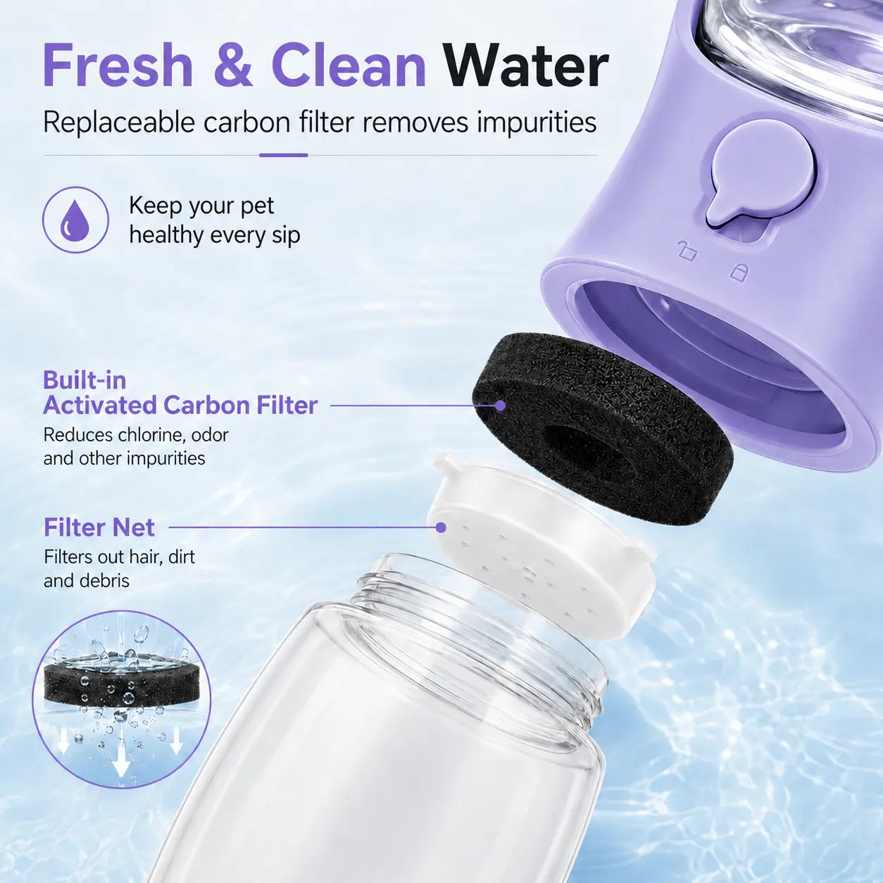 GMOX Portable Dog Water Bottle - Leak Proof Dog Water Dispenser with Bowl & Food Container, Food Grade Plastic for Pet Puppy Outdoor Walking Hiking Travel Pink