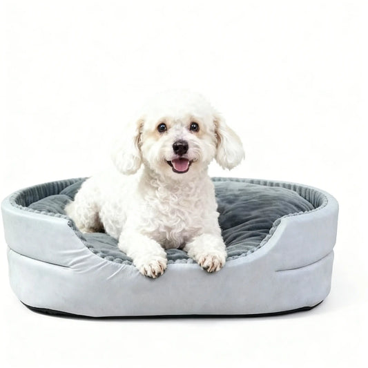 Dog Bed, Pet Sofa Bed, Plush Dog Couch Bed, Egg Crate Foam Dog Bed, Washable Dog Bed, Removable Cover Pet Bed, Waterproof Base Dog Bed, Non Slip Bottom Dog Bed, Indoor Dog Bed, Grey Dog Bed, Small Medium Large X-Large Dogs, Pet Sleeping Sofa