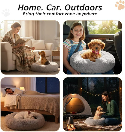 Calming Dog Bed Medium Size Dog, 31In Donut Washable Medium Pet Bed.