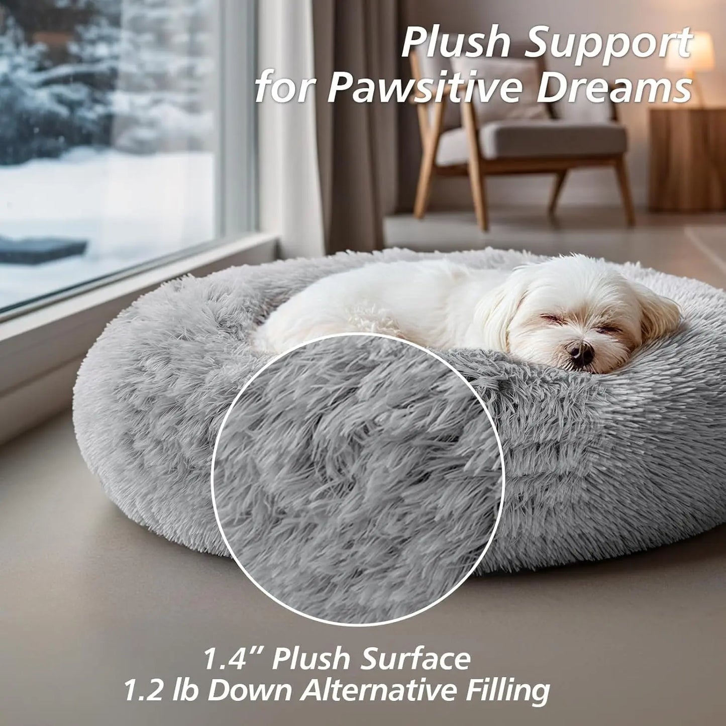 Calming Dog Bed Medium Size Dog, 31In Donut Washable Medium Pet Bed.