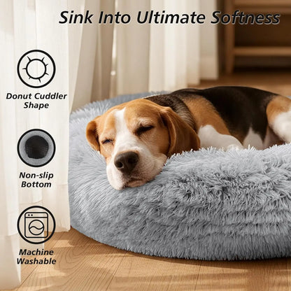 Calming Dog Bed Medium Size Dog, 31In Donut Washable Medium Pet Bed.