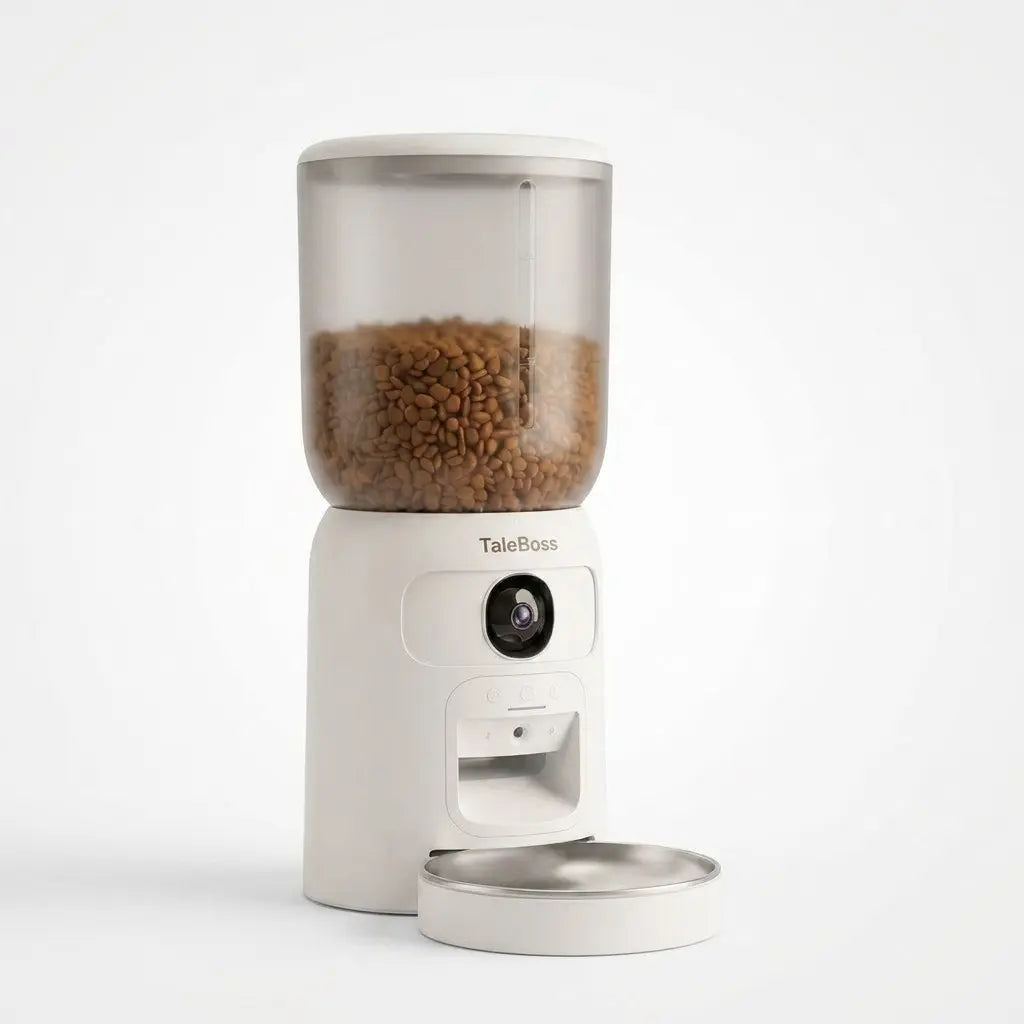 5L Wifi Automatic Cat Feeder with Dual Cameras, Timed Dry Food Dispenser,l & Stainless Steel Bowl