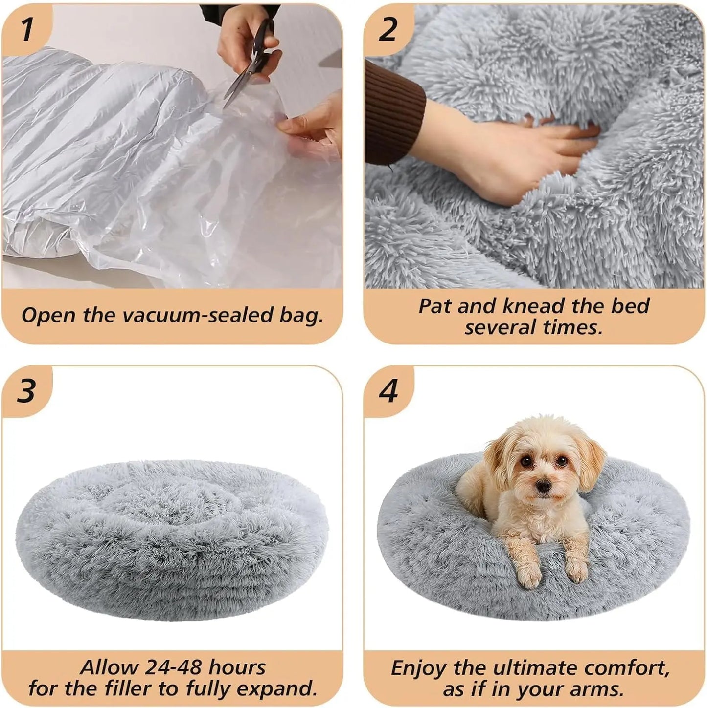 Calming Dog Bed Medium Size Dog, 31In Donut Washable Medium Pet Bed.