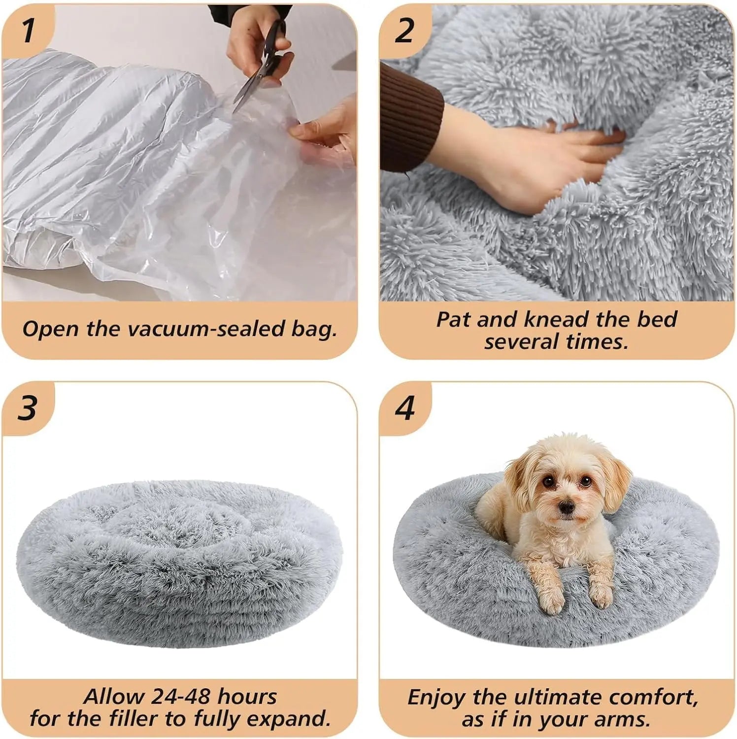 Calming Dog Bed Medium Size Dog, 31In Donut Washable Medium Pet Bed.