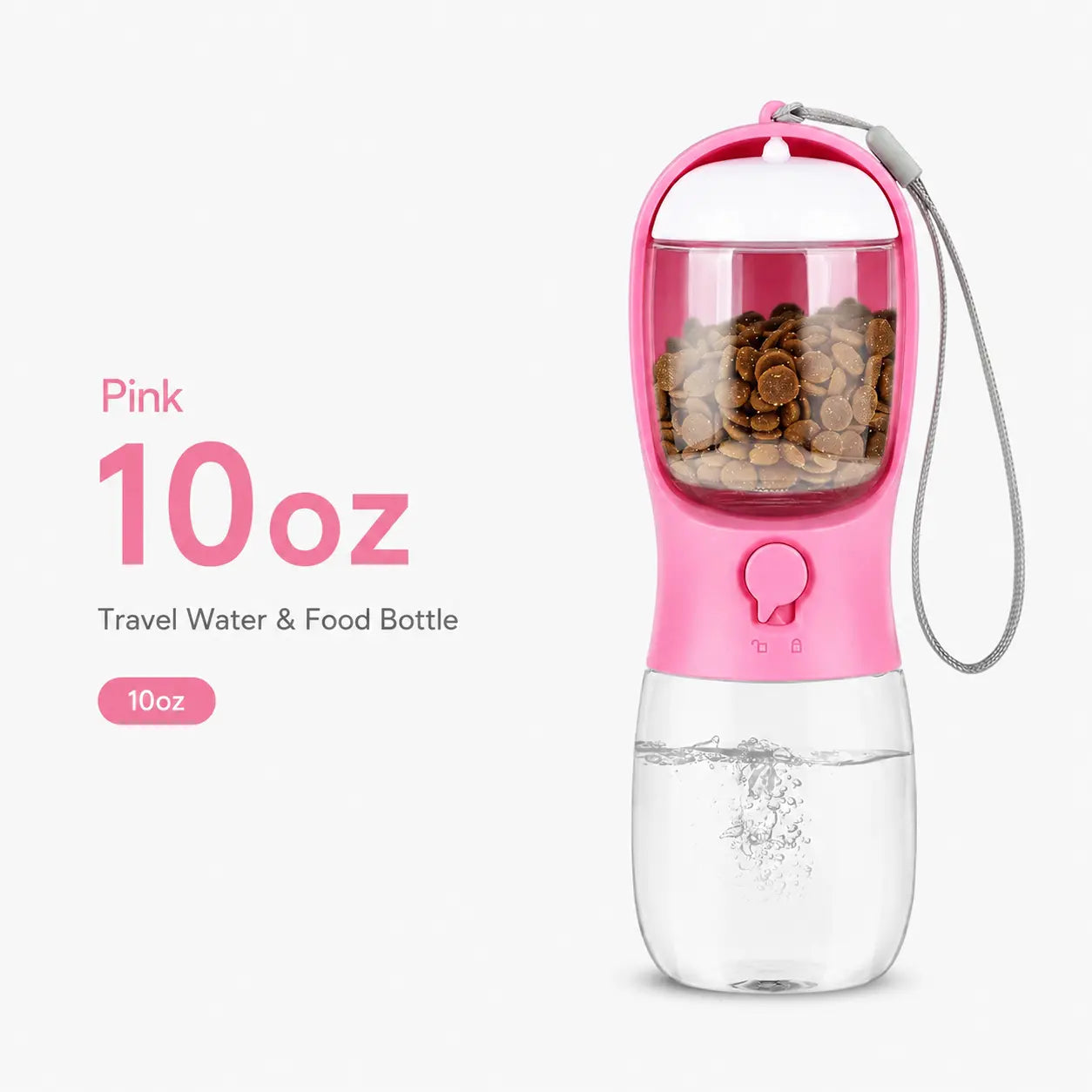 GMOX Portable Dog Water Bottle - Leak Proof Dog Water Dispenser with Bowl & Food Container, Food Grade Plastic for Pet Puppy Outdoor Walking Hiking Travel Pink