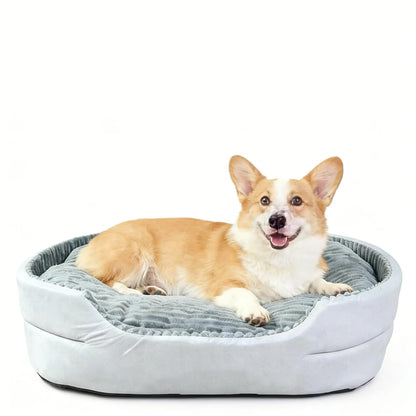 Dog Bed, Pet Sofa Bed, Plush Dog Couch Bed, Egg Crate Foam Dog Bed, Washable Dog Bed, Removable Cover Pet Bed, Waterproof Base Dog Bed, Non Slip Bottom Dog Bed, Indoor Dog Bed, Grey Dog Bed, Small Medium Large X-Large Dogs, Pet Sleeping Sofa