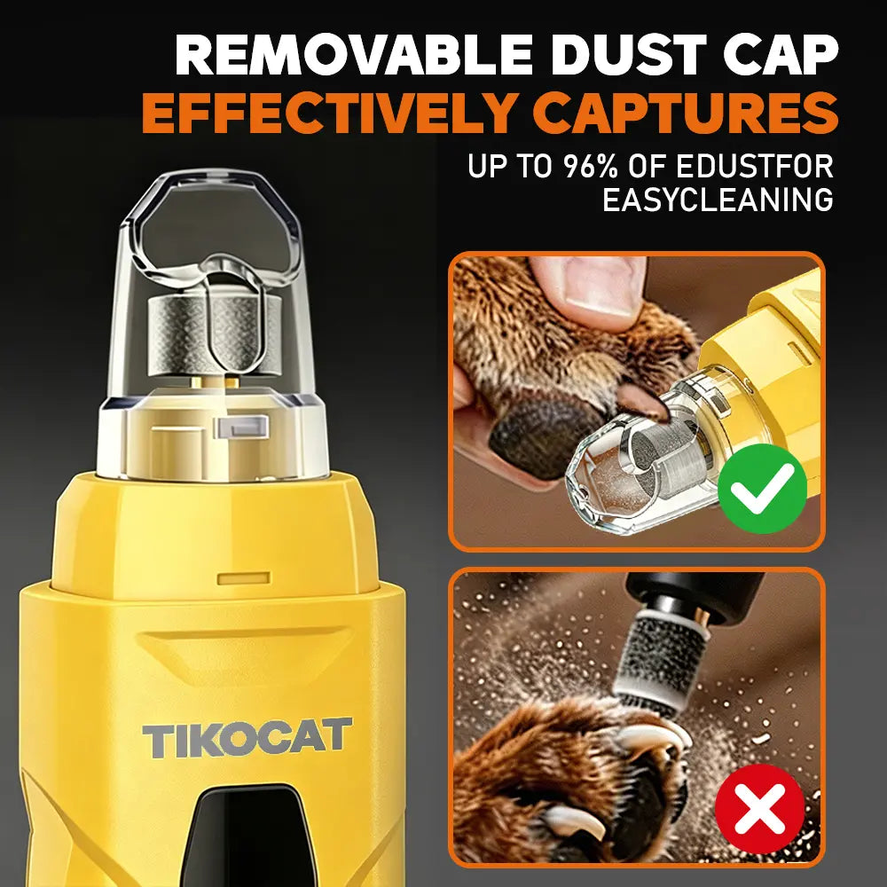 TIKOCAT Whisper Quiet Dog Nail Grinder Kit, 50% More Power 6-Speed with LED Display & 4 LED Lights, Three Grinding Bits, Stress-Free Painless Grooming for Dogs, Cats, Sensitive Pets & All Breeds White