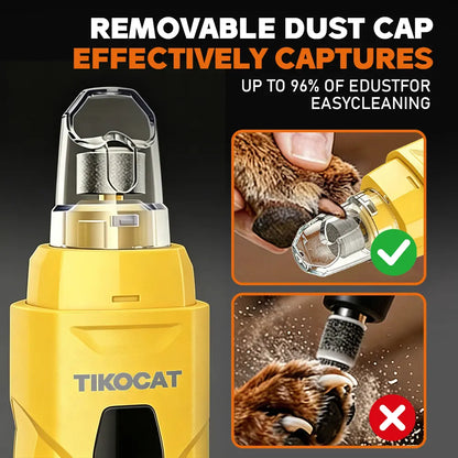 TIKOCAT Whisper Quiet Dog Nail Grinder Kit, 50% More Power 6-Speed with LED Display & 4 LED Lights, Three Grinding Bits, Stress-Free Painless Grooming for Dogs, Cats, Sensitive Pets & All Breeds White