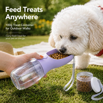 GMOX Portable Dog Water Bottle - Leak Proof Dog Water Dispenser with Bowl & Food Container, Food Grade Plastic for Pet Puppy Outdoor Walking Hiking Travel Pink