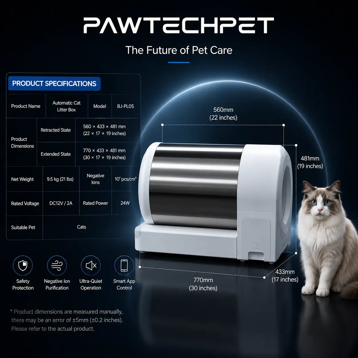 Smart Low-Noise Auto-Cleaning Cat Litter Box (60L) - 2.4G Wifi App-Controlled, Equipped with Smart Sensors, Safety Protection, Easy Maintenance #Catlitterbox#Smartlitterbox#Petessentials#Catlovers# Dream Cat Automatic Litterbox
