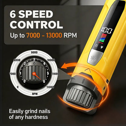 TIKOCAT Whisper Quiet Dog Nail Grinder Kit, 50% More Power 6-Speed with LED Display & 4 LED Lights, Three Grinding Bits, Stress-Free Painless Grooming for Dogs, Cats, Sensitive Pets & All Breeds White