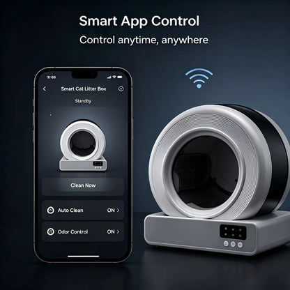 Smart Low-Noise Auto-Cleaning Cat Litter Box (60L) - 2.4G Wifi App-Controlled, Equipped with Smart Sensors, Safety Protection, Easy Maintenance #Catlitterbox#Smartlitterbox#Petessentials#Catlovers# Dream Cat Automatic Litterbox