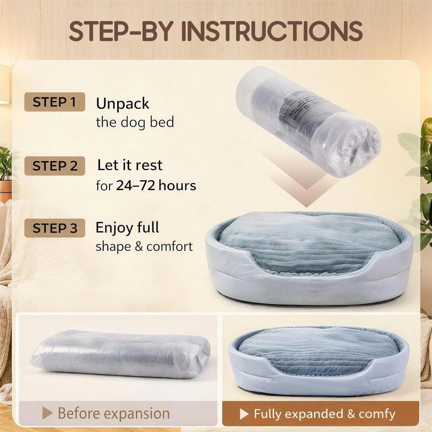 Dog Bed, Pet Sofa Bed, Plush Dog Couch Bed, Egg Crate Foam Dog Bed, Washable Dog Bed, Removable Cover Pet Bed, Waterproof Base Dog Bed, Non Slip Bottom Dog Bed, Indoor Dog Bed, Grey Dog Bed, Small Medium Large X-Large Dogs, Pet Sleeping Sofa