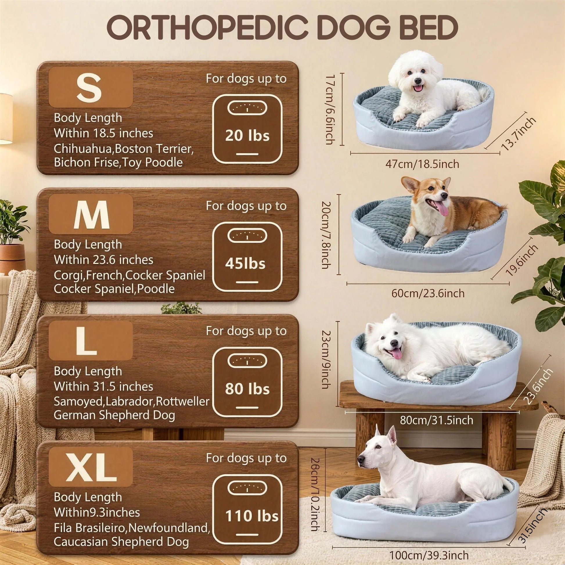 Dog Bed, Pet Sofa Bed, Plush Dog Couch Bed, Egg Crate Foam Dog Bed, Washable Dog Bed, Removable Cover Pet Bed, Waterproof Base Dog Bed, Non Slip Bottom Dog Bed, Indoor Dog Bed, Grey Dog Bed, Small Medium Large X-Large Dogs, Pet Sleeping Sofa
