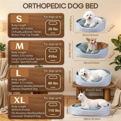 Dog Bed, Pet Sofa Bed, Plush Dog Couch Bed, Egg Crate Foam Dog Bed, Washable Dog Bed, Removable Cover Pet Bed, Waterproof Base Dog Bed, Non Slip Bottom Dog Bed, Indoor Dog Bed, Grey Dog Bed, Small Medium Large X-Large Dogs, Pet Sleeping Sofa