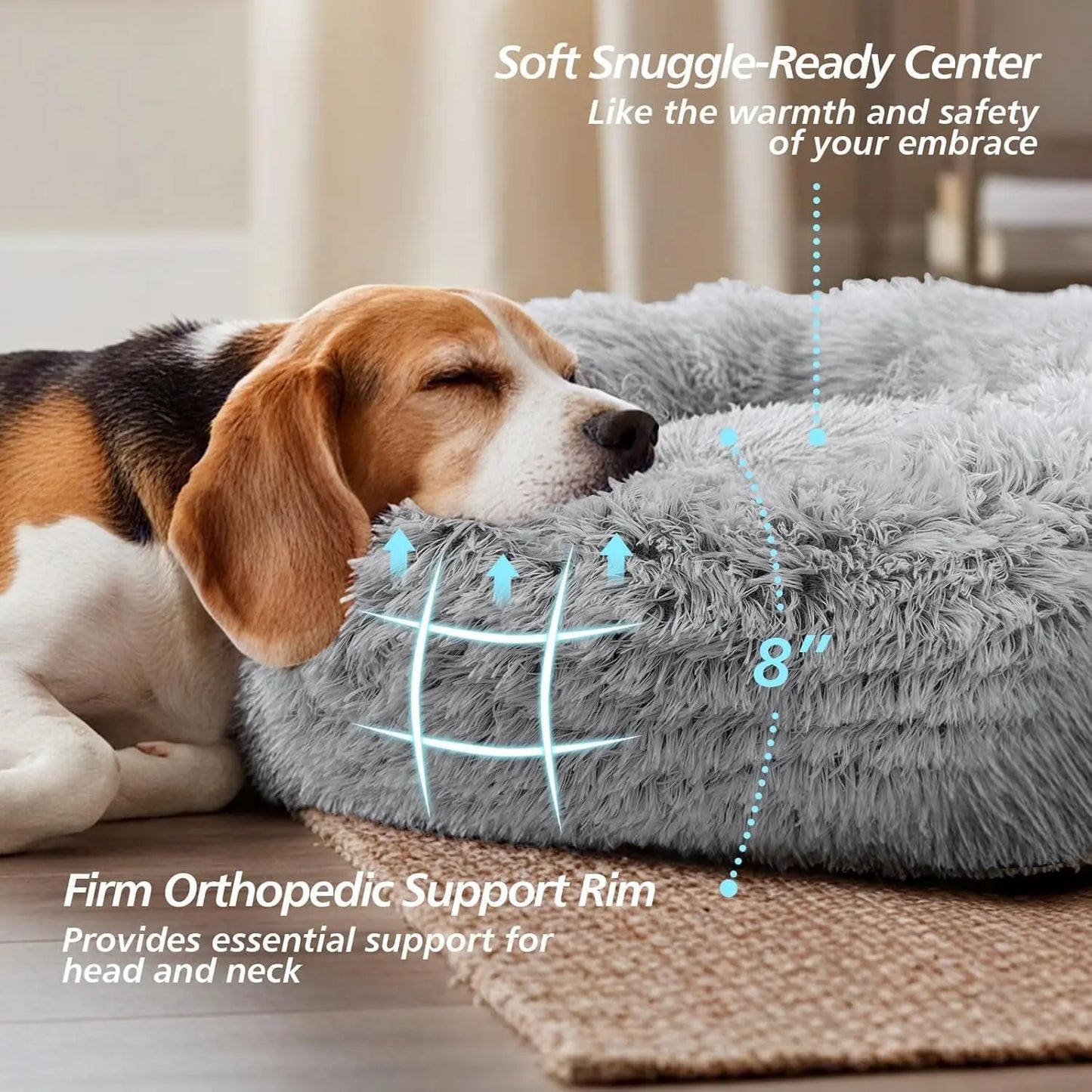 Calming Dog Bed Medium Size Dog, 31In Donut Washable Medium Pet Bed.